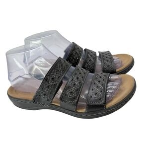 Clarks‎ Black Leather Embellished Strappy Comfort Sandals Women US 6.5 EU 37